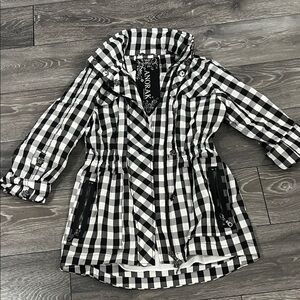 ANORAK Black and White Checkered Trench Coat